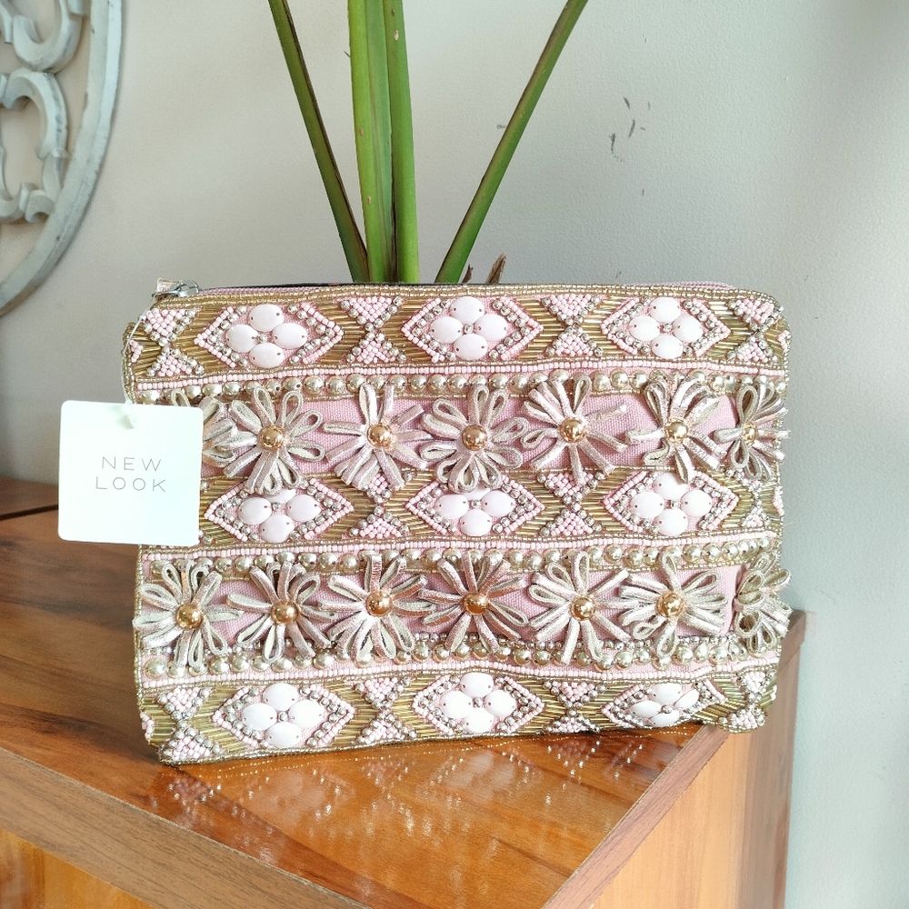 New Look Embellished Rose Gold and Pink Pouch - Picture 6 of 16